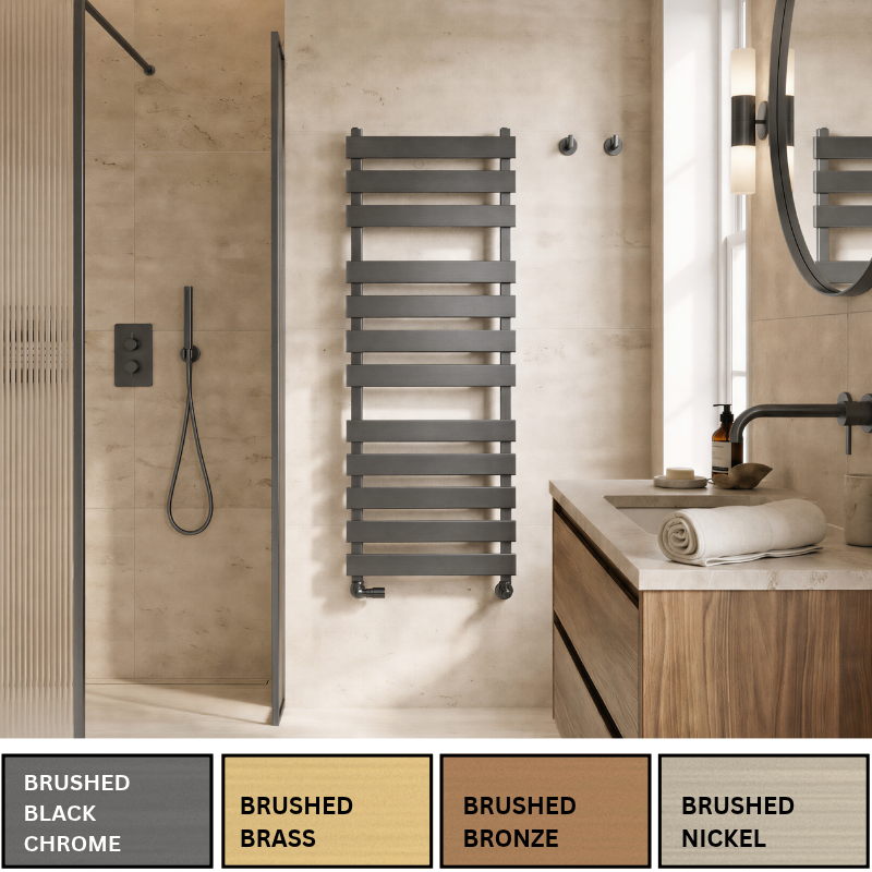 [simple_tooltip content='Central Heating - Runs off the central boiler system'][/simple_tooltip][simple_tooltip content='Dual Fuel - Works with both Central Heating and Electric fuel sources'][/simple_tooltip][simple_tooltip content='10 Year Guarantee - protected against damages and machine failures'][/simple_tooltip]
Available in our stylish new PVD finishes, the popular Perlo towel rail is now available in four brushed finishes. Featuring contrasting flat horizontal bars and sleek cylindrical uprights, the Perlo is the perfect addition to any bathroom. Its premium PVD (Physical Vapour Deposition) coating bonds a durable metal layer to the steel surface, creating a hard-wearing finish that resists scratches, dents and everyday wear, while offering excellent protection against moisture and humidity.

&nbsp;

Sizes & Colours > How to Order >

&nbsp;

&nbsp;

Features & Benefits




Durable PVD coating helps protect against scratches, fading, and corrosion.



Can be converted to dual fuel with an element (sold separately).



Contemporary take on a traditional towel rail.